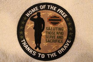 Harley Davidson " Home Of The Thanks To The Brave " Patch - Military Salute