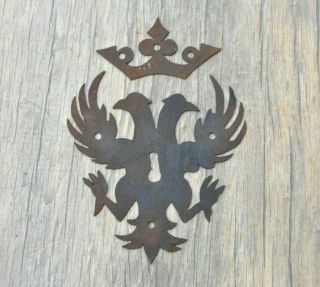Rare Vtg Iron Large Handmade Pierced Design Door Gate Escutcheon Key Hole Cover