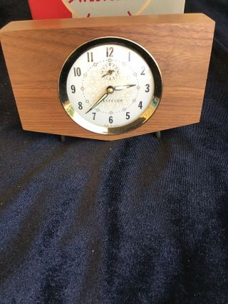 Vintage Mid Century Atomic Retro Penthouse Luminous Walnut Case Alarm Clock Box