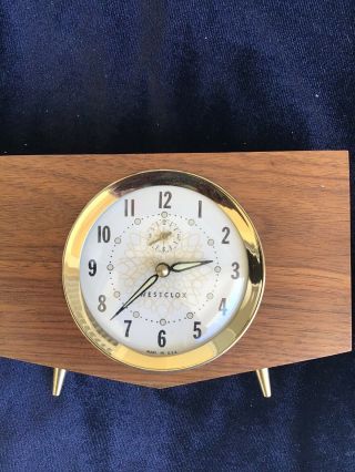 Vintage Mid Century Atomic Retro Penthouse Luminous Walnut Case Alarm Clock Box 2