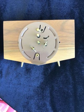 Vintage Mid Century Atomic Retro Penthouse Luminous Walnut Case Alarm Clock Box 4