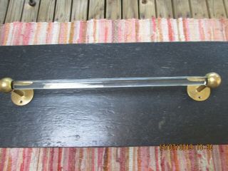 Vintage Wall Mount 18 " Clear Glass Towel Bar With Brass Metal Brackets