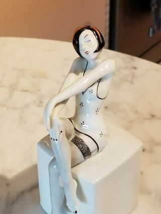 Porcelain Art Deco Style Woman Seated by Artist Kati Zorn Made Volkstedt Germany 2