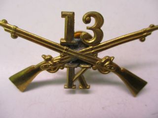 Us Army Spanish American War Model 1895 Cap Badge For K Company 13th Infantry