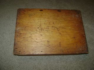 VTG AAFA ANTIQUE WOODEN TOOL CARRIER KNIFE BOX TRAY TOTE HANDLE DOVETAIL 3