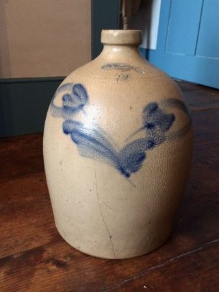 Antique Sipe & Sons Williamsport Pa Cobalt Stoneware Jug - Note