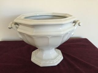 Large,  Vintage Red Cliff Ironstone White 4 - piece “Grape” Soup Tureen 6