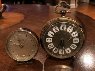 Vintage Phinney - Walker Travel Alarm Clock And Vintage Kienzle Alarm Clock