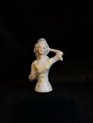 Vintage 3 1/2 " German Porcelain Bisque Pin Cushion Half Doll Marked Germany