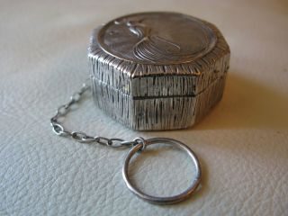 Antique Silver Sheffield Bird Of Paradise Powder Finger Ring Dance Compact 3 3