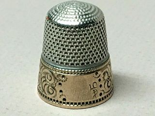 8 - Vintage/Antique STERLING Silver - 2 - W/Gold THIMBLES - Simons,  MKD,  Waite Thresher 2
