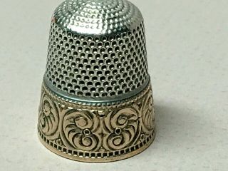 8 - Vintage/Antique STERLING Silver - 2 - W/Gold THIMBLES - Simons,  MKD,  Waite Thresher 3