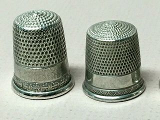 8 - Vintage/Antique STERLING Silver - 2 - W/Gold THIMBLES - Simons,  MKD,  Waite Thresher 6