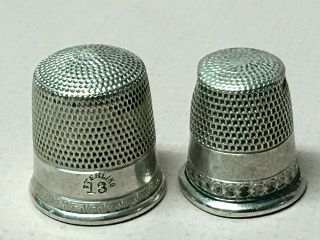 8 - Vintage/Antique STERLING Silver - 2 - W/Gold THIMBLES - Simons,  MKD,  Waite Thresher 7