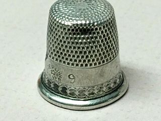 8 - Vintage/Antique STERLING Silver - 2 - W/Gold THIMBLES - Simons,  MKD,  Waite Thresher 8