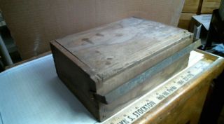 Wood Cigar tobacco curing 3/8 finger jointed box metal clasp antique vintage old 2