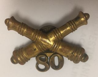 Spanish American War Era Us Army 80th Artilery Crossed Cannon Hat Badge