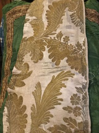 Early 19 Th Century Silk Brocade Panel Silk And Metallic Threads