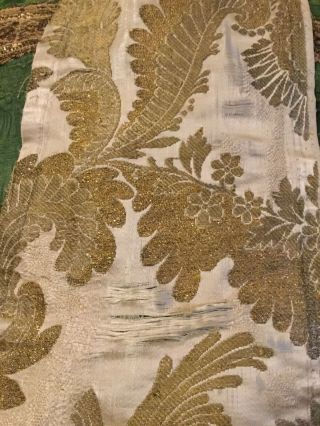 Early 19 Th Century Silk Brocade Panel Silk And Metallic Threads 2