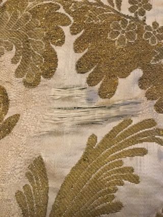 Early 19 Th Century Silk Brocade Panel Silk And Metallic Threads 3