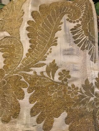 Early 19 Th Century Silk Brocade Panel Silk And Metallic Threads 4