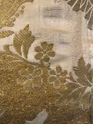 Early 19 Th Century Silk Brocade Panel Silk And Metallic Threads 5