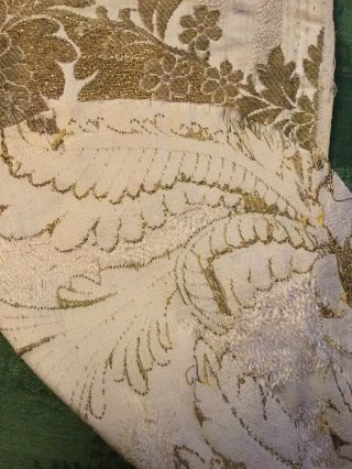 Early 19 Th Century Silk Brocade Panel Silk And Metallic Threads 8