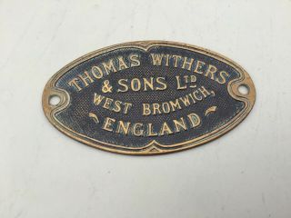 Safe Plaque Vintage Thomas Withers & Sons Ltd Safe Plaque Antique Safe Plaque