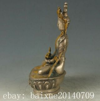 CHINESE ANTIQUE SILVER COPPER GILT CARVED FIGURE OF BUDDHA STATUE D02 2