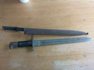 Rare Antique Philippine American War Bayonet 1899 Us With Scabard