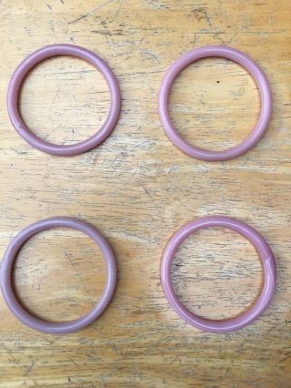 Kwong Yick Four Antique Pink Chinese Glass Bangles From Canton