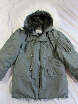 Vtg 80s 1986 Sz Small Us Air Force N - 3b Parka Jacket Flight Coat Hooded