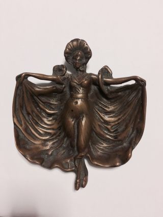 Antique Victorian Art Nouveau Nude Bronze Lady Dish