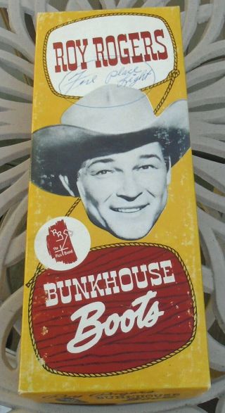 1950s Roy Rogers Western Leather " Bunkhouse Boots " For Children - Boxed - Scarce