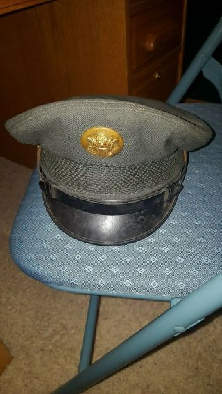 Vintage Military Blue Officer Cap Hat With Eagle Symbol Pre - Owned