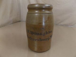 Antique A.  P Donaghho Parkersburg W.  V.  Glazed Stoneware Crock Jar Wax Seal