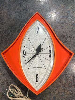 Vintage Orange Mid Century General Electric Wall Clock - Model 2159