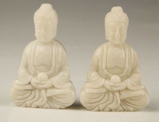 2 Buddhist Chinese Jade Pendant Statue Guanyin Bodhisattva Spiritual Old Gift