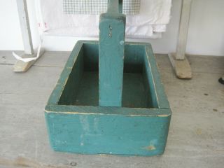 Old Vintage Primitive Green Paint Wood Box with Handle American AAFA 7