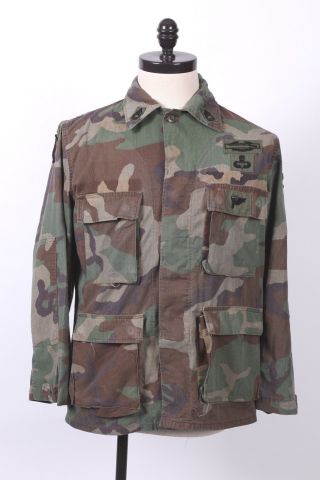 VTG US ARMY AIRBORNE SPECIAL FORCES CAMO BDU UNIFORM SHIRT MENS MEDIUM 2