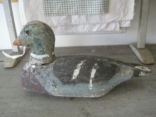Old Primitive Great Paint Wood Duck Decoy With Bottom Weights Country Find Aafa