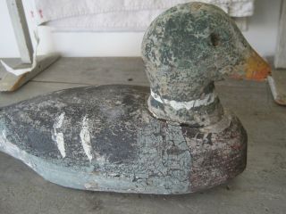 Old Primitive Great Paint Wood Duck Decoy with Bottom Weights Country Find AAFA 3