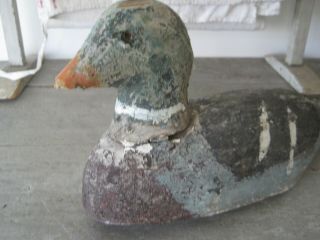 Old Primitive Great Paint Wood Duck Decoy with Bottom Weights Country Find AAFA 4