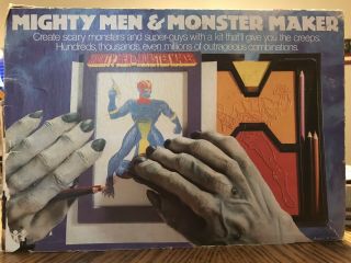 Vintage Mighty Men & Monster Maker Drawing Art Set Tomy 1979 Complete Pencils,