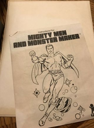 Vintage Mighty Men & Monster Maker Drawing Art Set TOMY 1979 Complete Pencils, 5