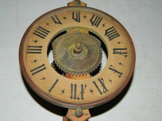 Vintage Bott Swiss Made Early Style One Hand Wood Gears Wall Clock 2