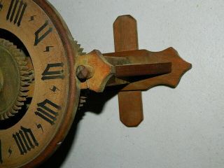 Vintage Bott Swiss Made Early Style One Hand Wood Gears Wall Clock 3