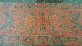 Antique French Paisley Kashmir Rectangle piano Shawl Wool size 55 