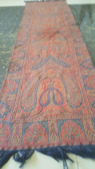 Antique French Paisley Kashmir Rectangle piano Shawl Wool size 55 