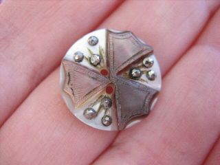 Vintage Small 11/16 " Mop Mother Of Pearl Shell Button,  Carved,  Cut Steels - Pp38